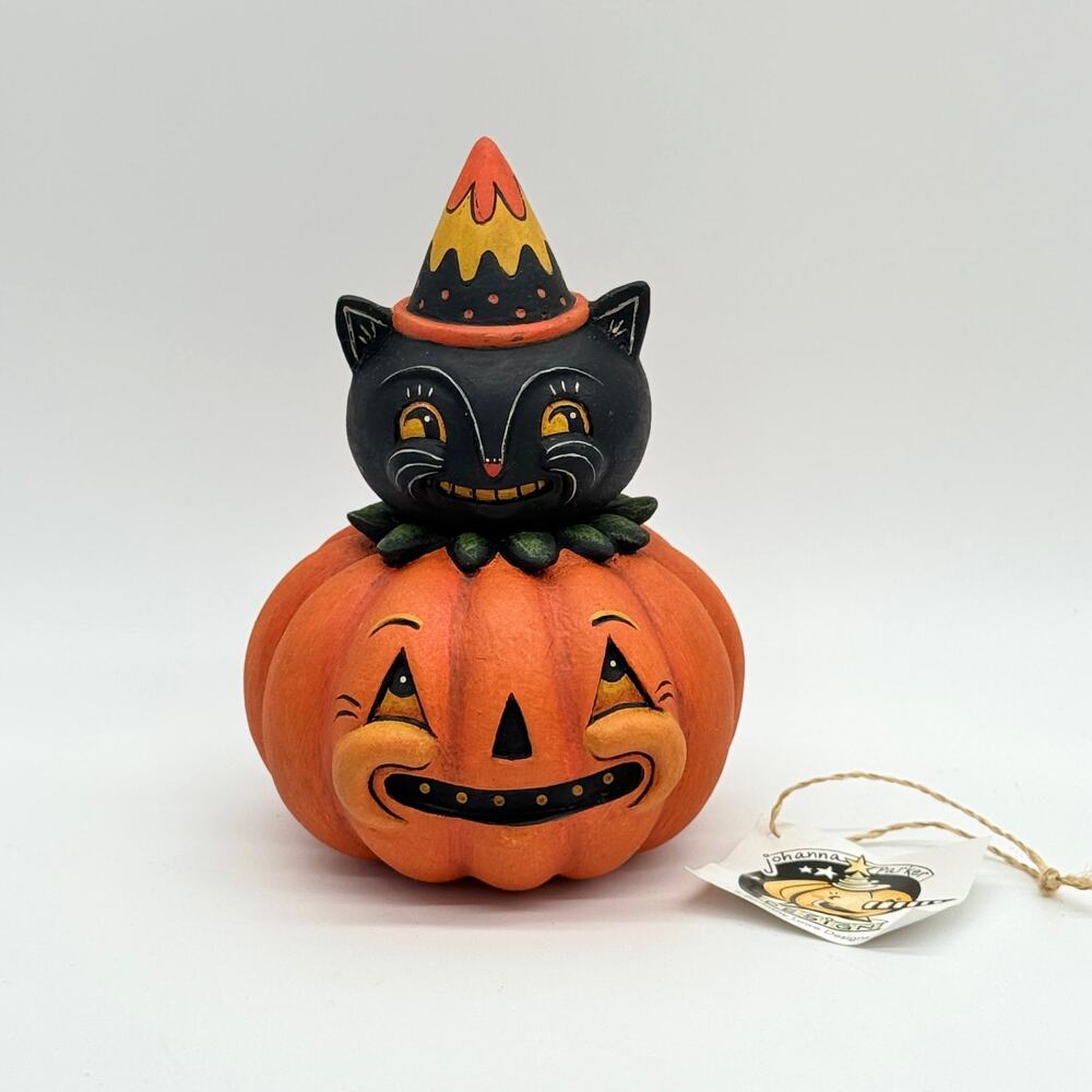 Johanna Parker Bethany Lowe Jackitty Jack Boo Cat Pumpkin Couplet Container NEW